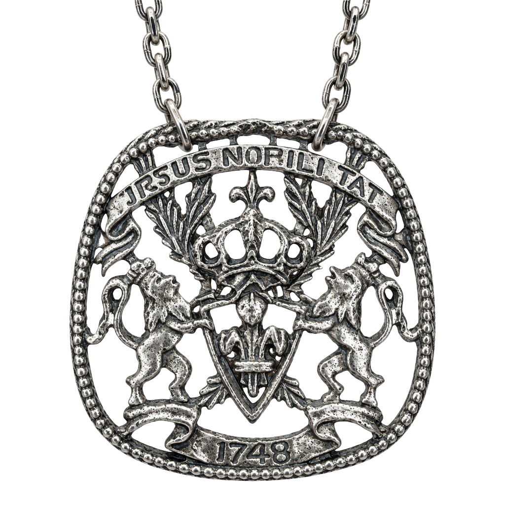 Vintage 1748 Virtus Nobilitas Coat Of Arms Pendant Necklace 1