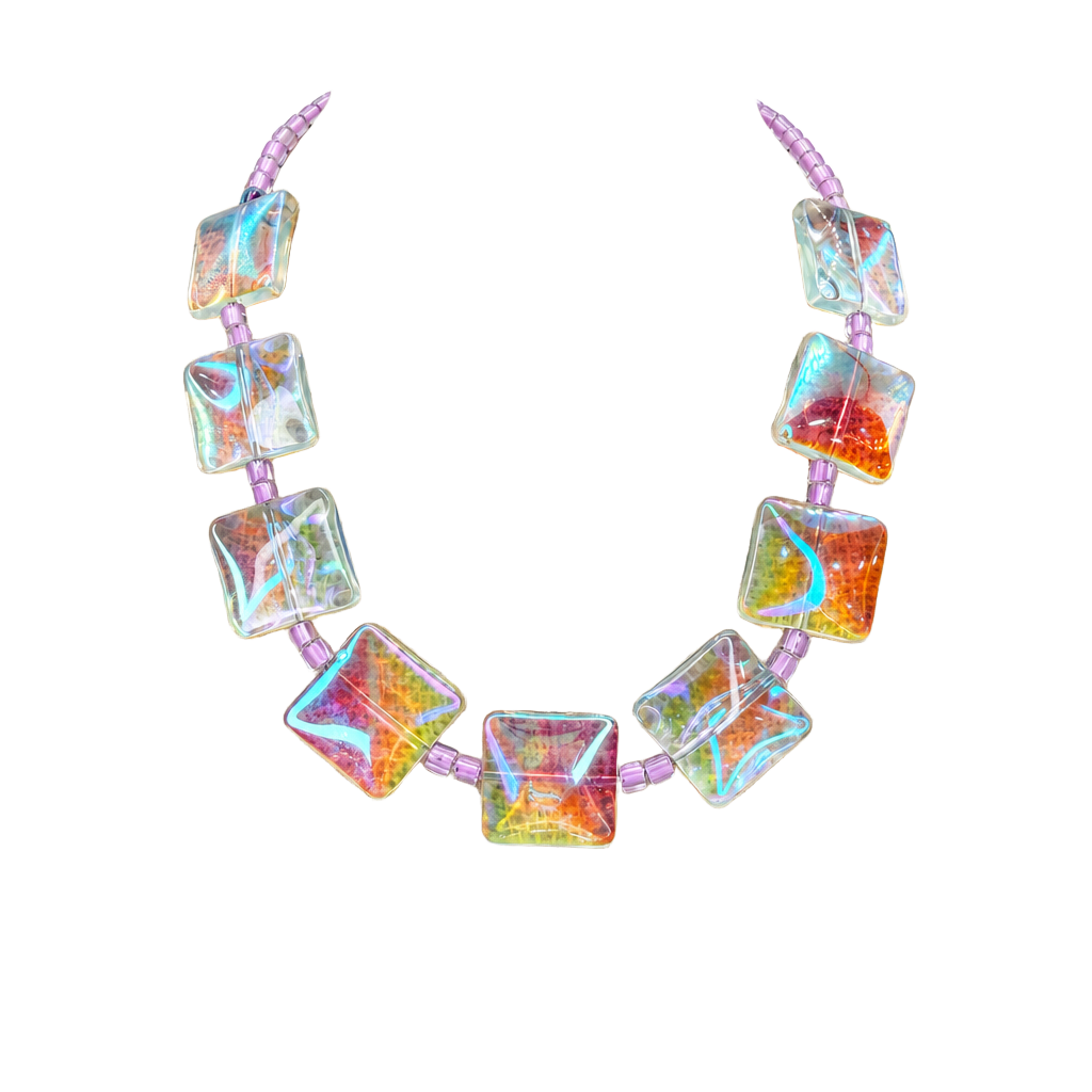 Handmade Aurora Crystal Glass Beaded Necklace 16 Inch 1