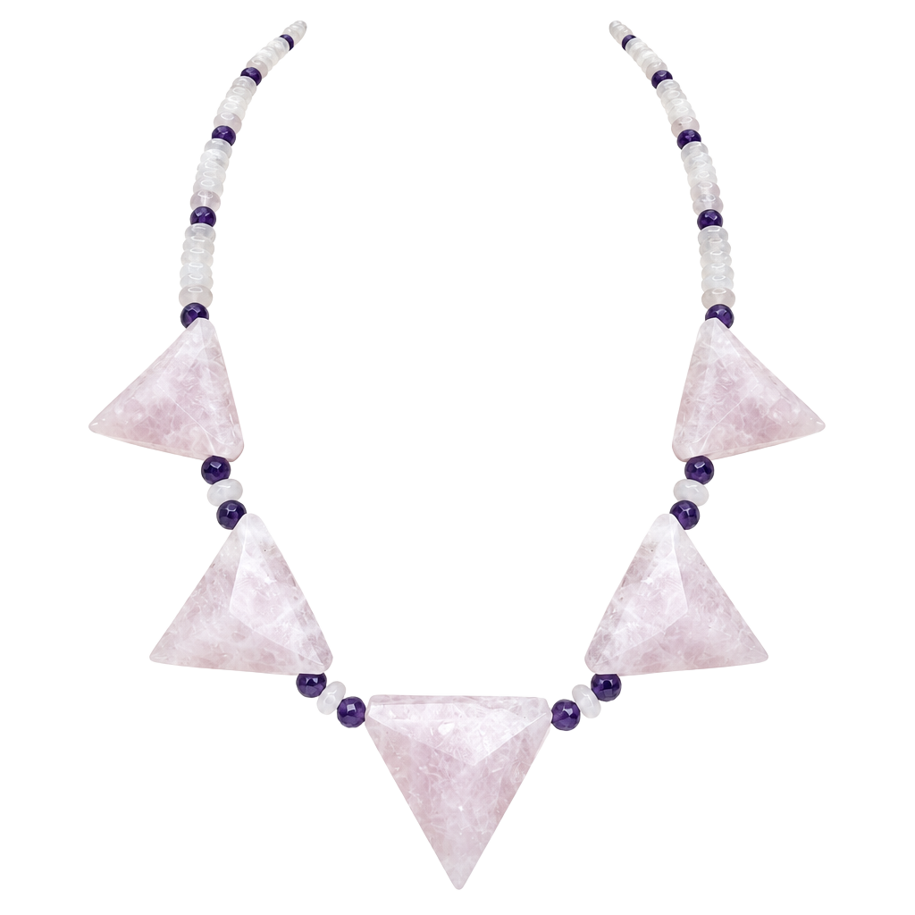DRT Jay King Rose Quartz Amethyst Sterling Silver Necklace 20 Inch 1
