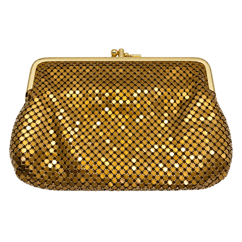 Vintage Gold Mesh Clutch Evening Bag Purse 1