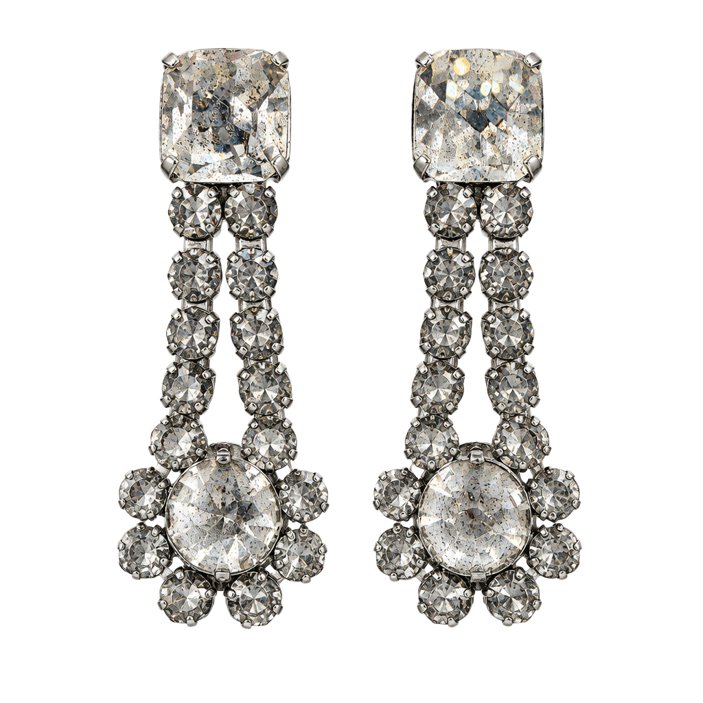 Czechoslovakian Rhinestone Screw Back Dangle Earrings 1