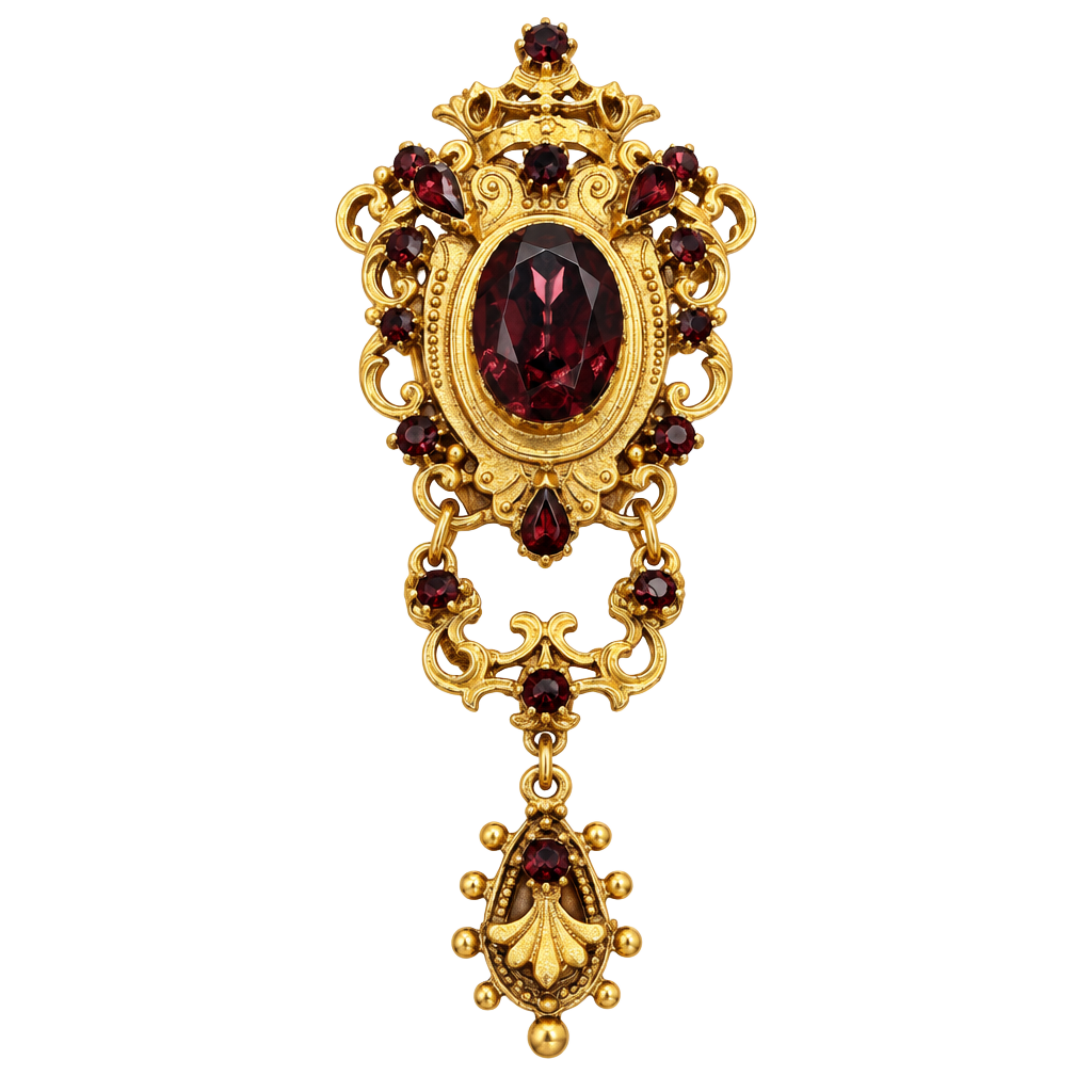 Vintage Victorian Revival Purple Rhinestone Chatelaine Brooch 1