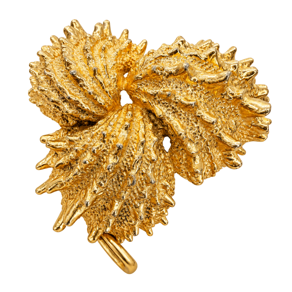 Castlecliff Vintage Textured Gold Tone Sea Urchin Brooch 1