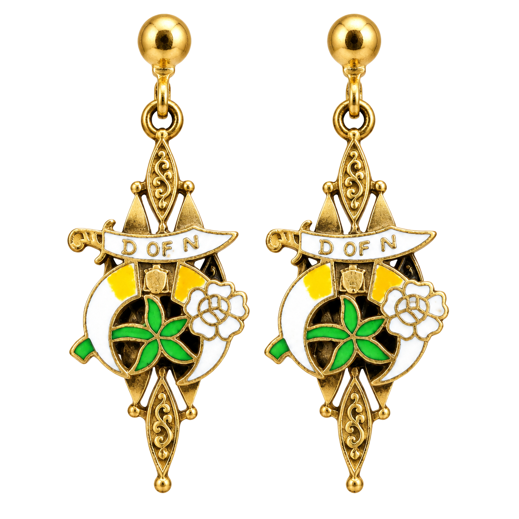 Vintage Daughters of the Nile Screw Back Earrings Enamel 1