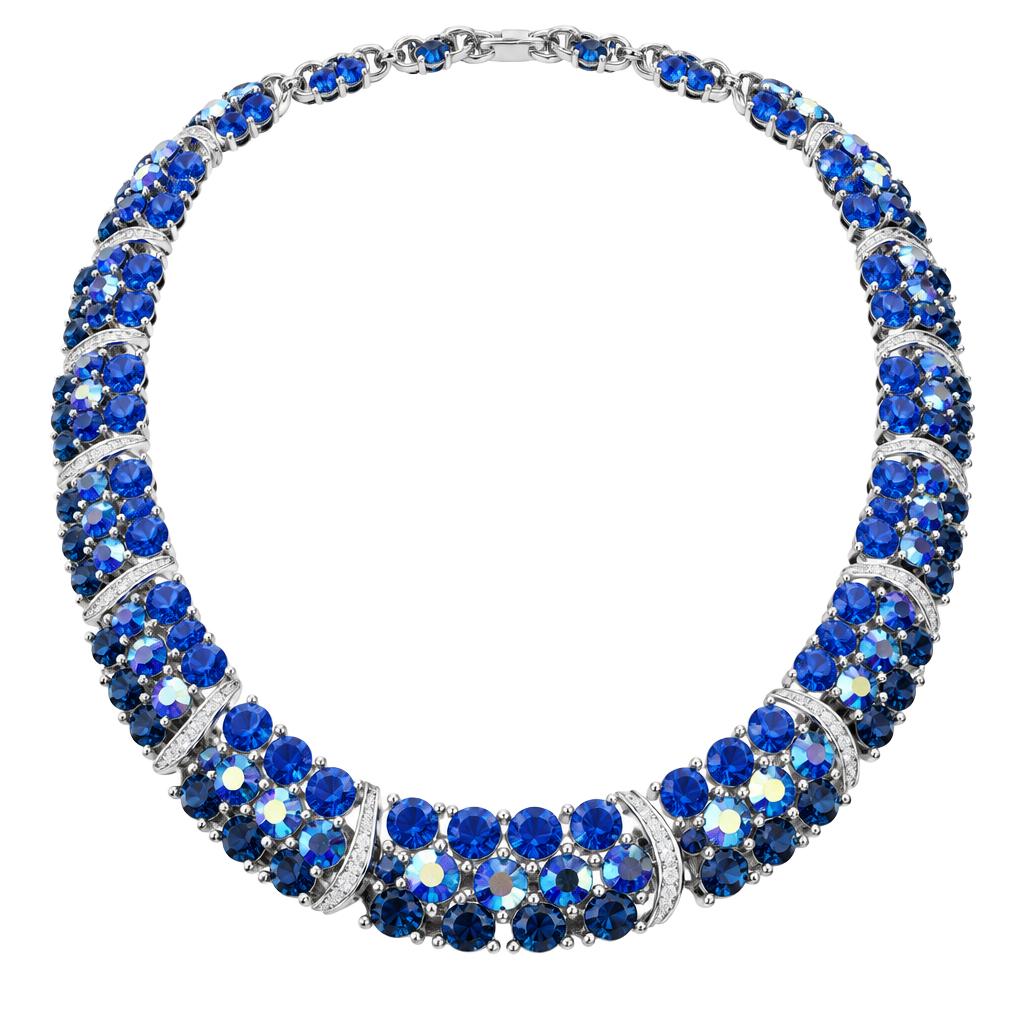 Lisner Blue Rhinestone Necklace Size 16 Inch 1