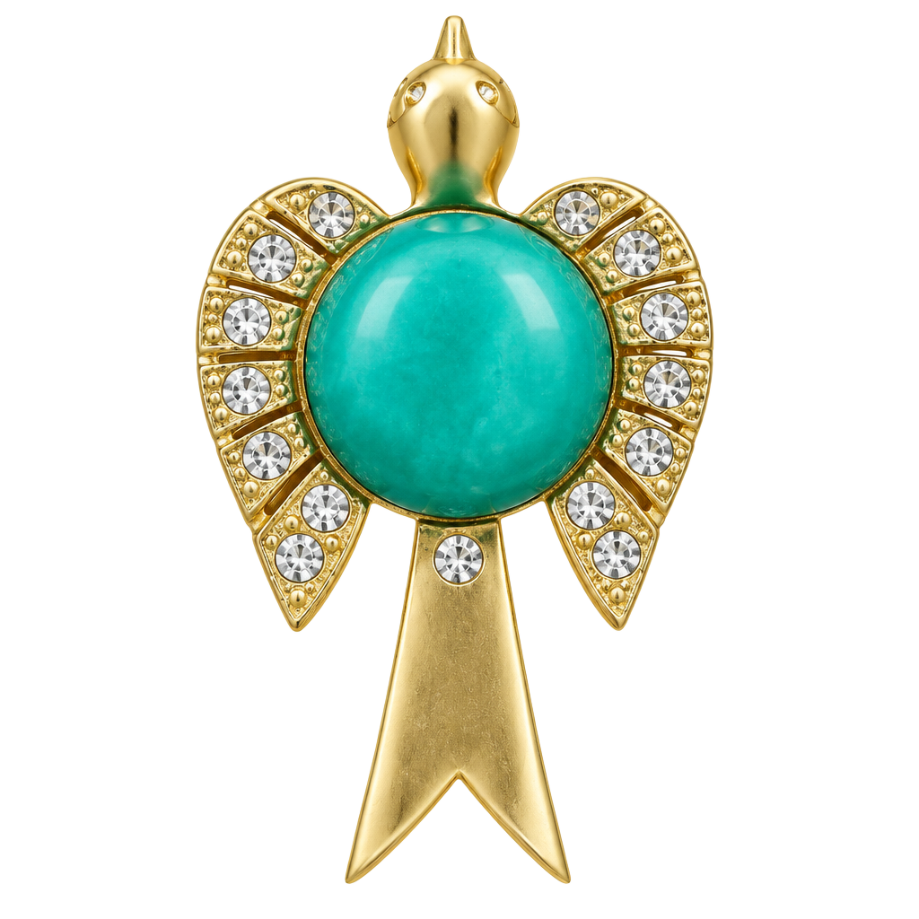 Vintage Gold Tone Green Jelly Belly Bird Brooch Pin 1