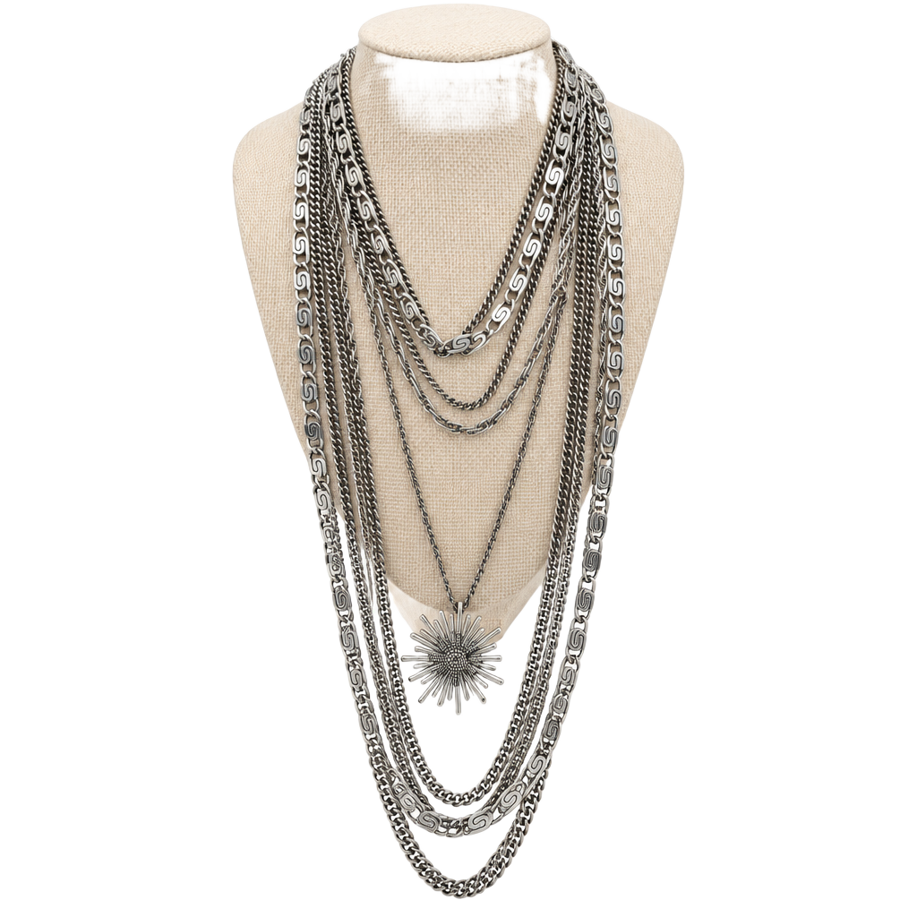 Monet Multi Strand Necklace Size 16 Inch Silver 1