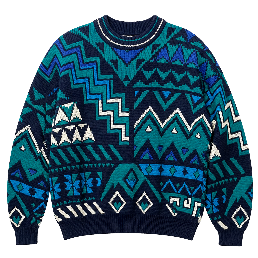 Vintage McGregor Geometric Abstract Pattern Crewneck Knit Sweater Large 1