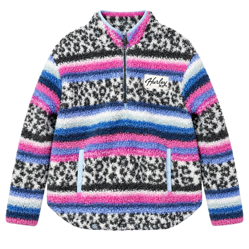 Hurley Quarter-Zip Sherpa Fleece Jacket Size XS 4/5 Multicolored 1