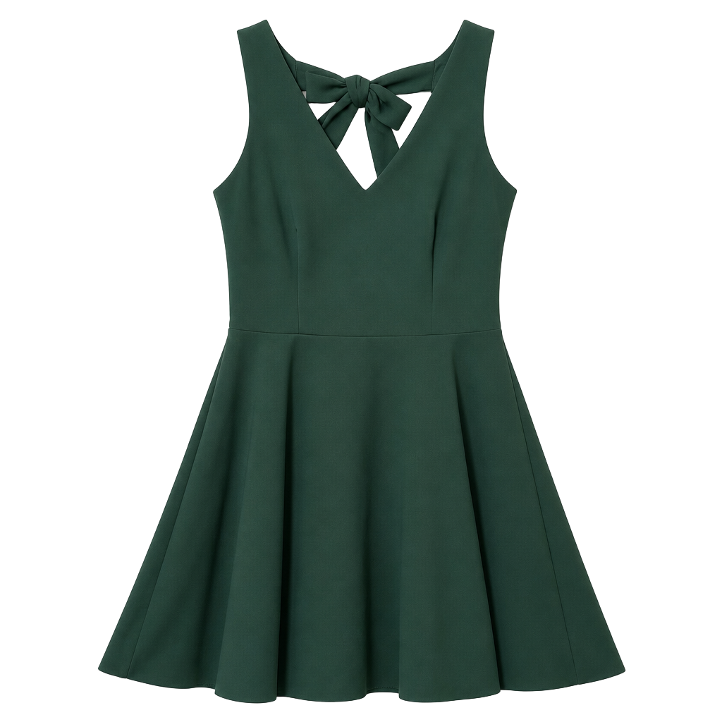 B. Darlin Forest Green Fit and Flare Dress with Tie Back Size 5/6 1