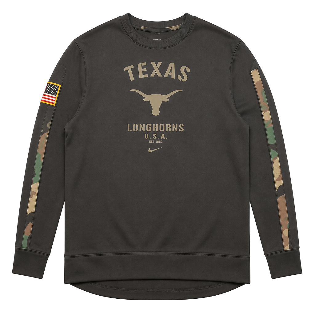 Nike On Field Texas Longhorns Military Camo Sweatshirt DD4404-010 Women's Large 1