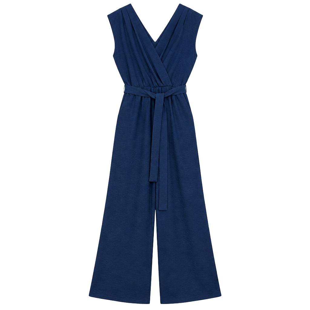 Luxology Surplice Bodice Tie-Front Jumpsuit Size M Blue 1