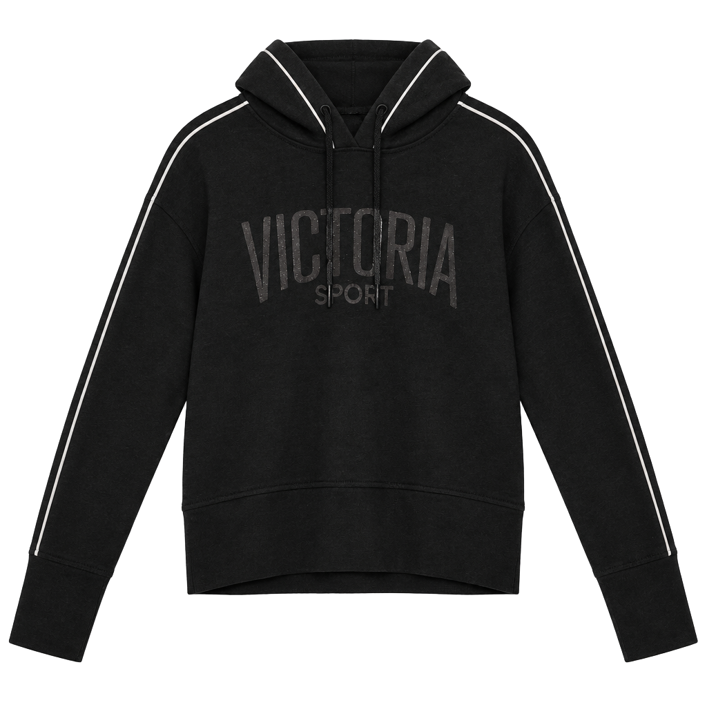 Victoria Sport Black Hoodie With Piping 1