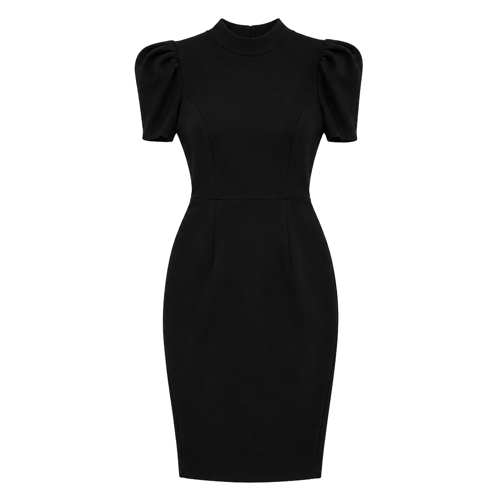 Express Black Puff Sleeve Midi Dress Size M 1