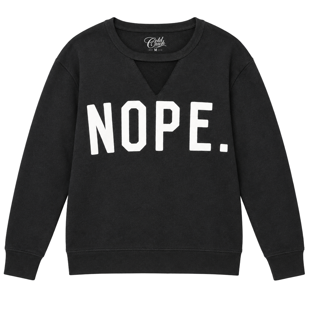 Cold Crush NOPE Graphic Cutout V-Neck Sweatshirt Size M Black 1