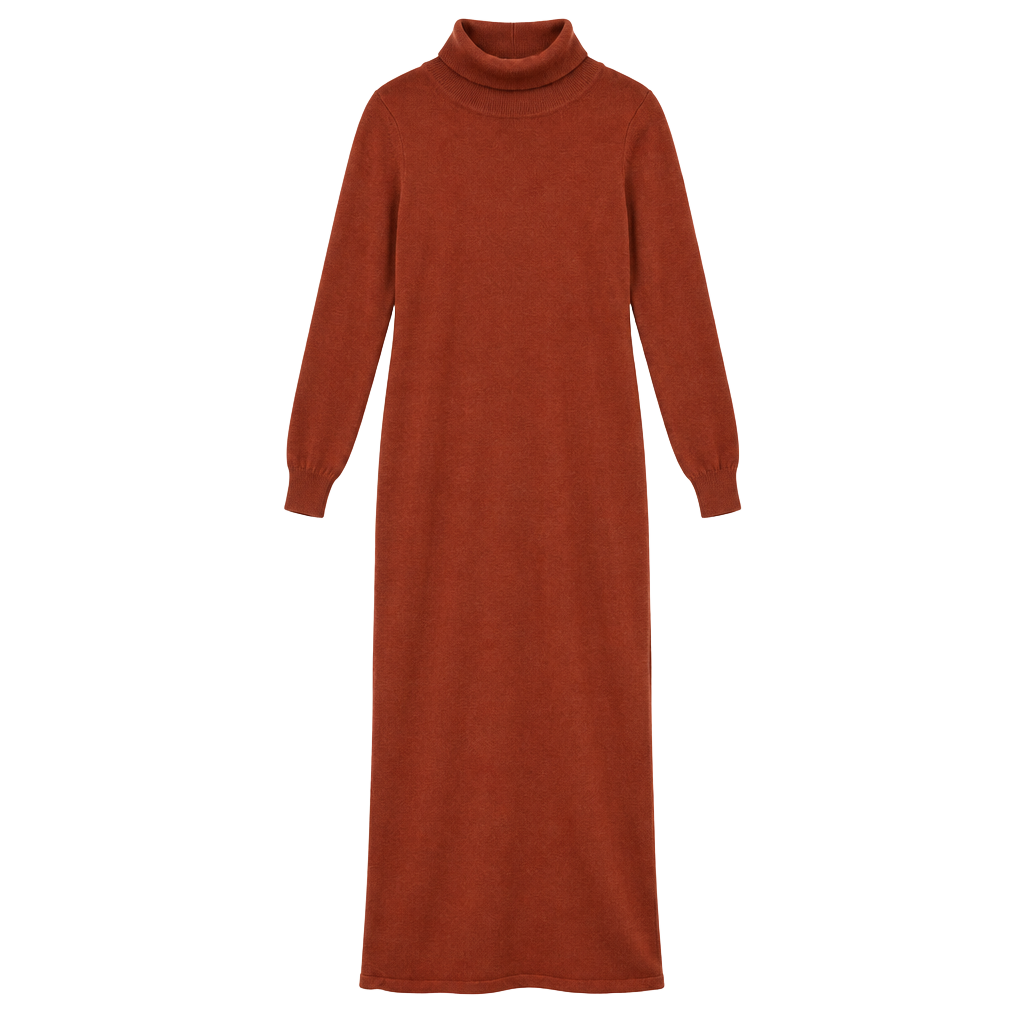 Long Sleeve Turtleneck Midi Sweater Dress 1
