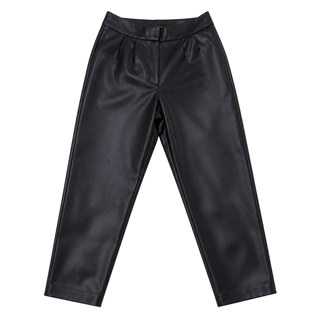 Express Faux Leather Pants Size 8 R Black High Waisted Pleated 1
