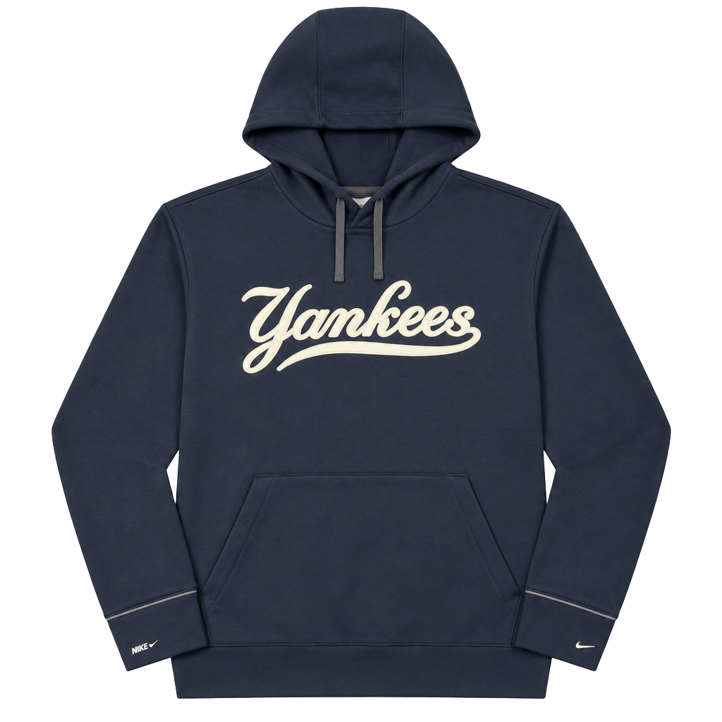Nike New York Yankees Therma Fit Hoodie Size L Navy Blue Script Logo Pullover 1
