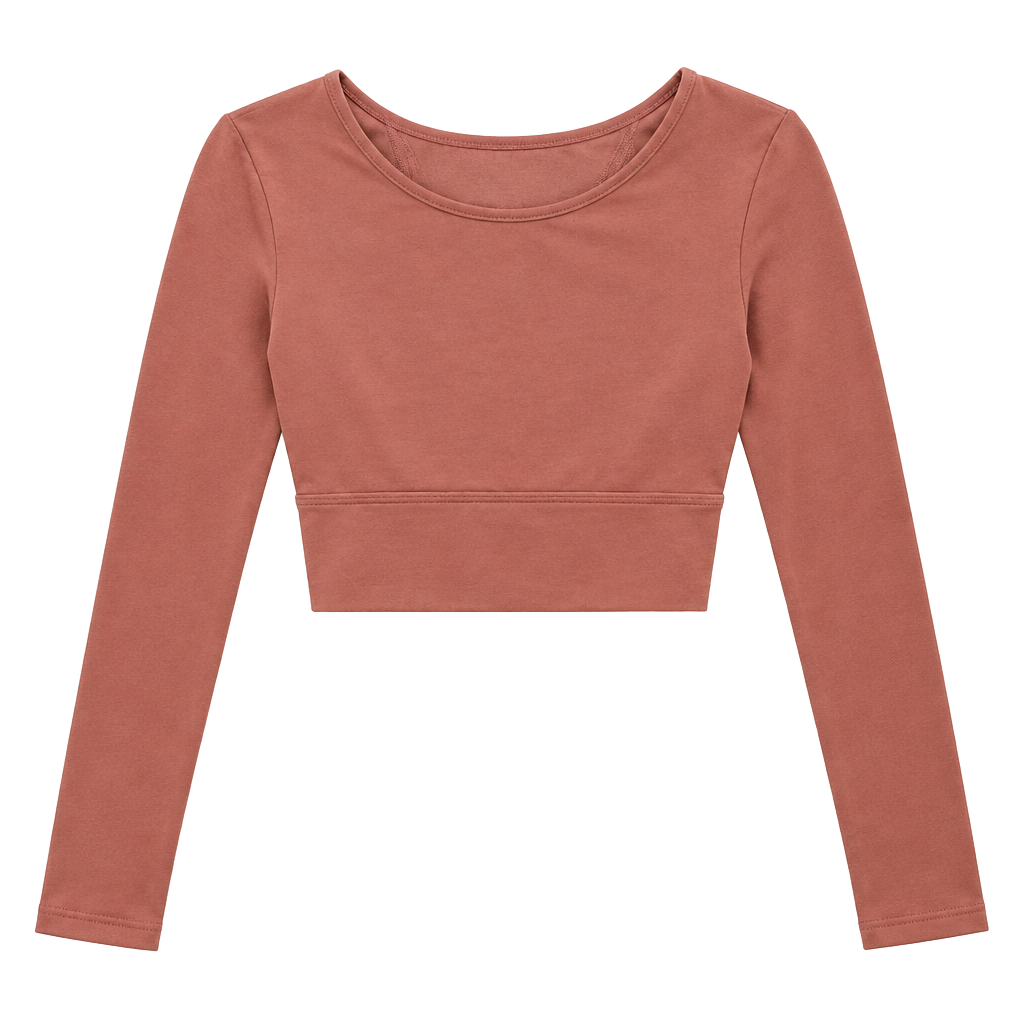 SHEIN Long Sleeve Crop Top Dusty Rose Pink Activewear S 1