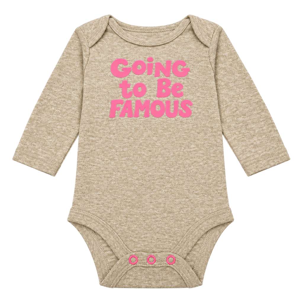 Okie Dokie Going To Be Famous Long Sleeve Bodysuit Size 3M Gray 1