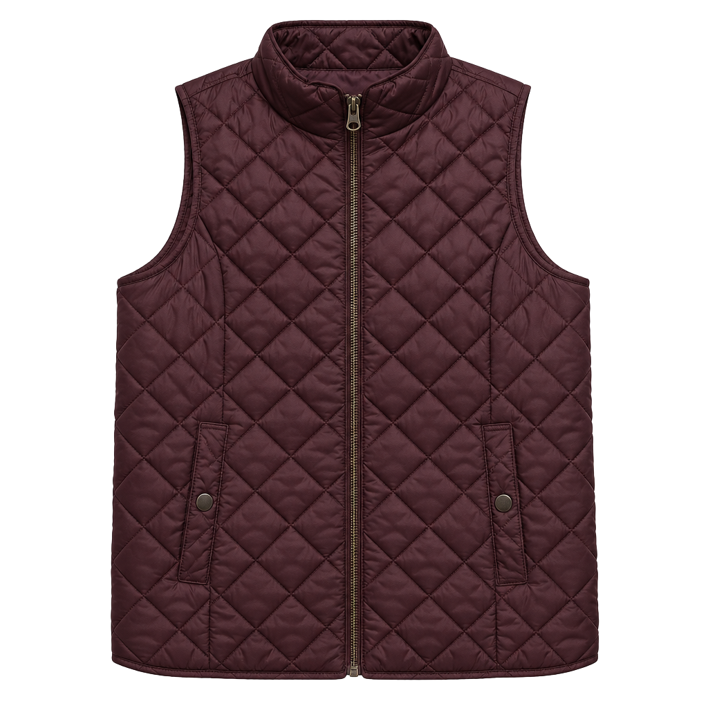 Gap Quilted Vest Size M Burgundy Full Zip Pockets 1