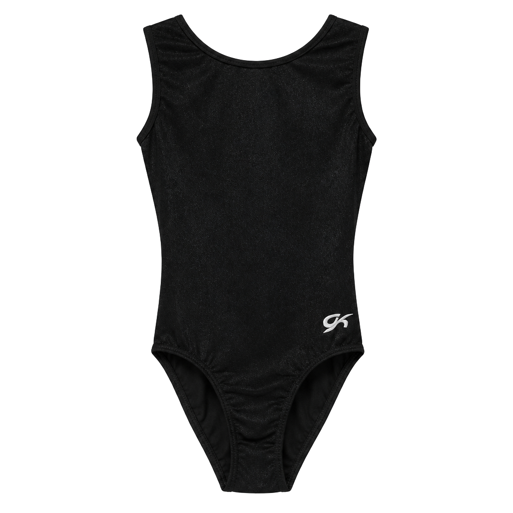 GK Elite Gymnastics Leotard Size AM Black Shimmer Tank 1
