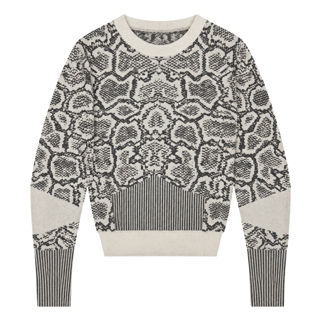 Fitted Maxxim Seamless Snake Print Crop Top Size M Gray Black Long Sleeve 1