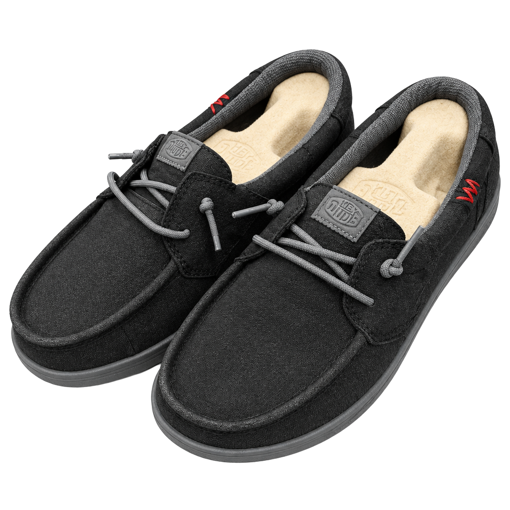 Men’s Hey Dude Welsh Grip Craft Leather Black Shoes 1