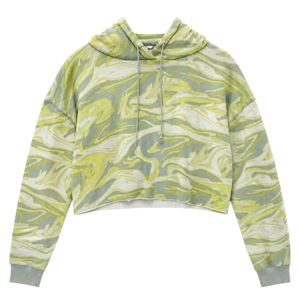 Wild Fable Green Swirl Print Cropped Hoodie 1