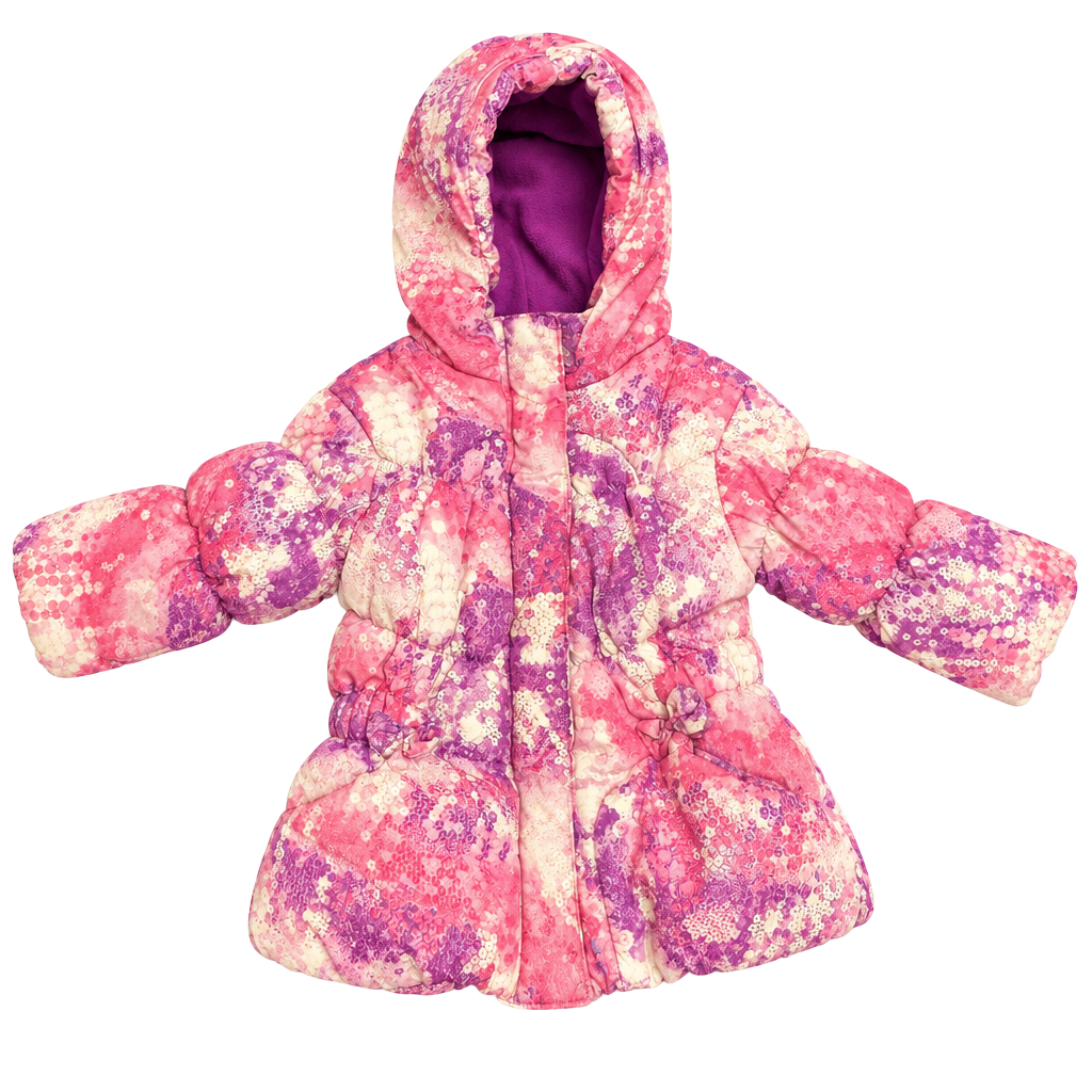 Freeway Winter Puffer Jacket Size 24M Pink Purple Hooded Girls 1