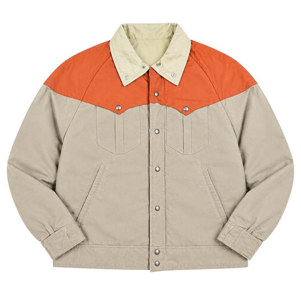 Black Bear Western Puffer Jacket Size 38 Tan Orange Vintage 1