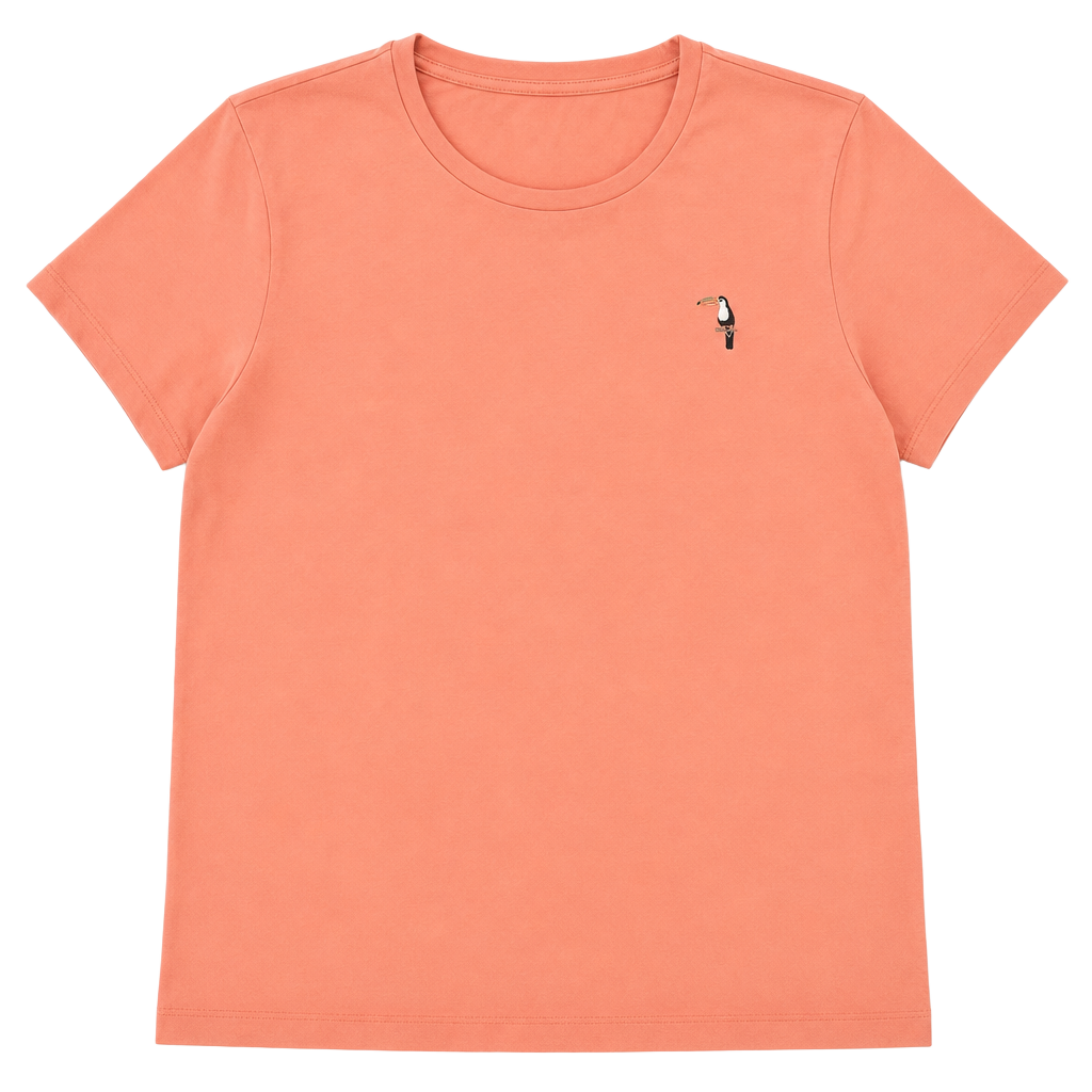 Rip Curl Peach Toucan Embroidered Crew Neck Short Sleeve T-Shirt 1