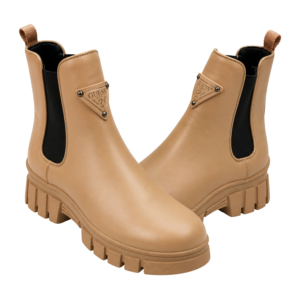 Guess GWHESTIA Lug Sole Chelsea Boots Tan Size 9.5M 1
