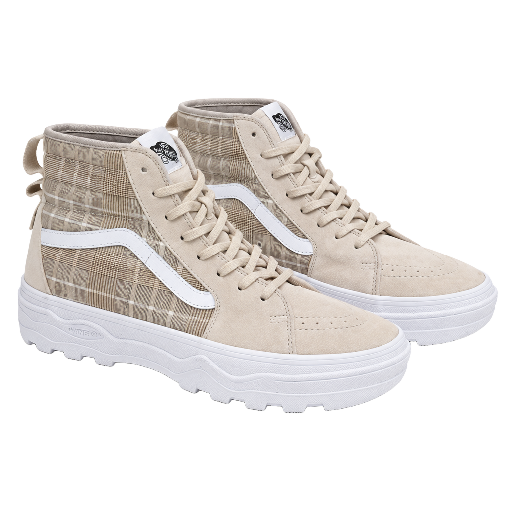 Vans Sentry Sk8-Hi Waffle Cup Sneakers Women's Size 9.5 Tan Plaid Suede Shoes 1