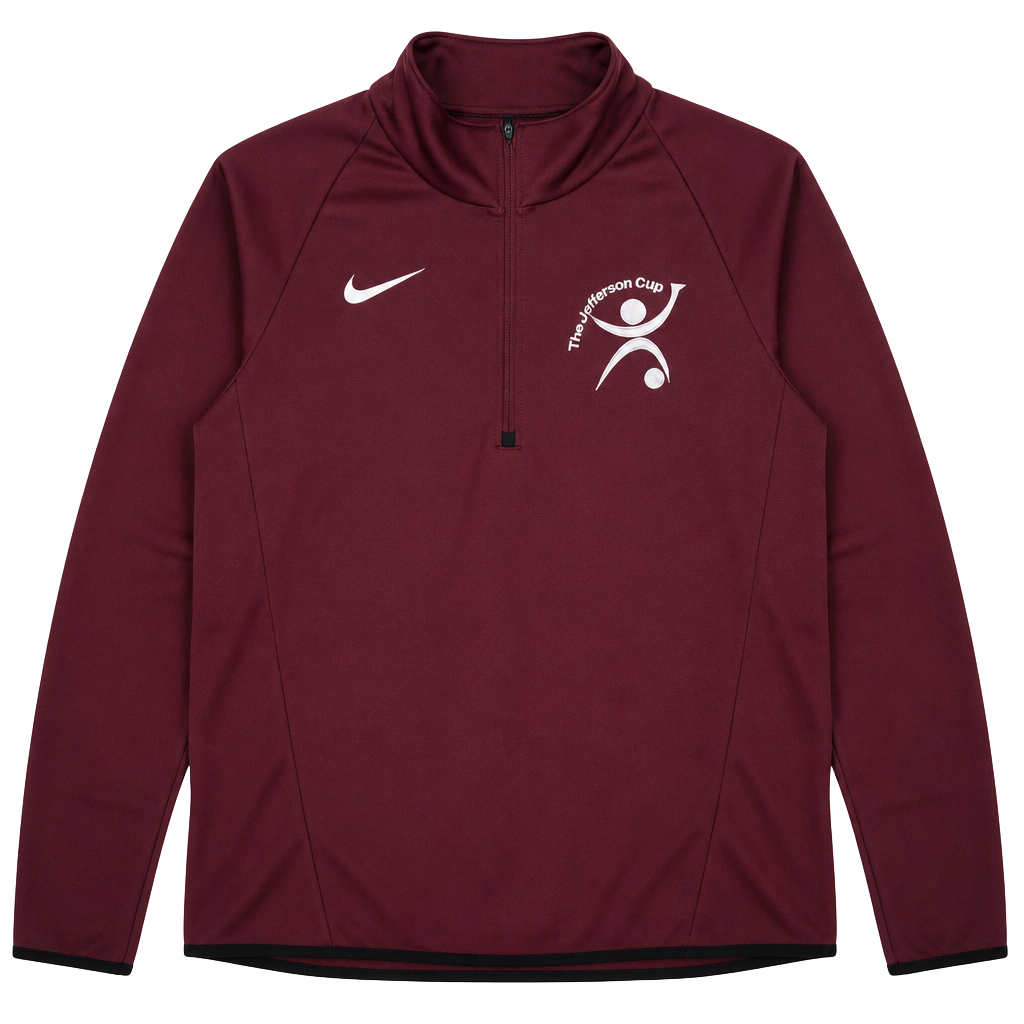Nike Dri-Fit Sweatshirt Mens L Burgundy Quarter Zip Pullover Jefferson Cup Logo 1