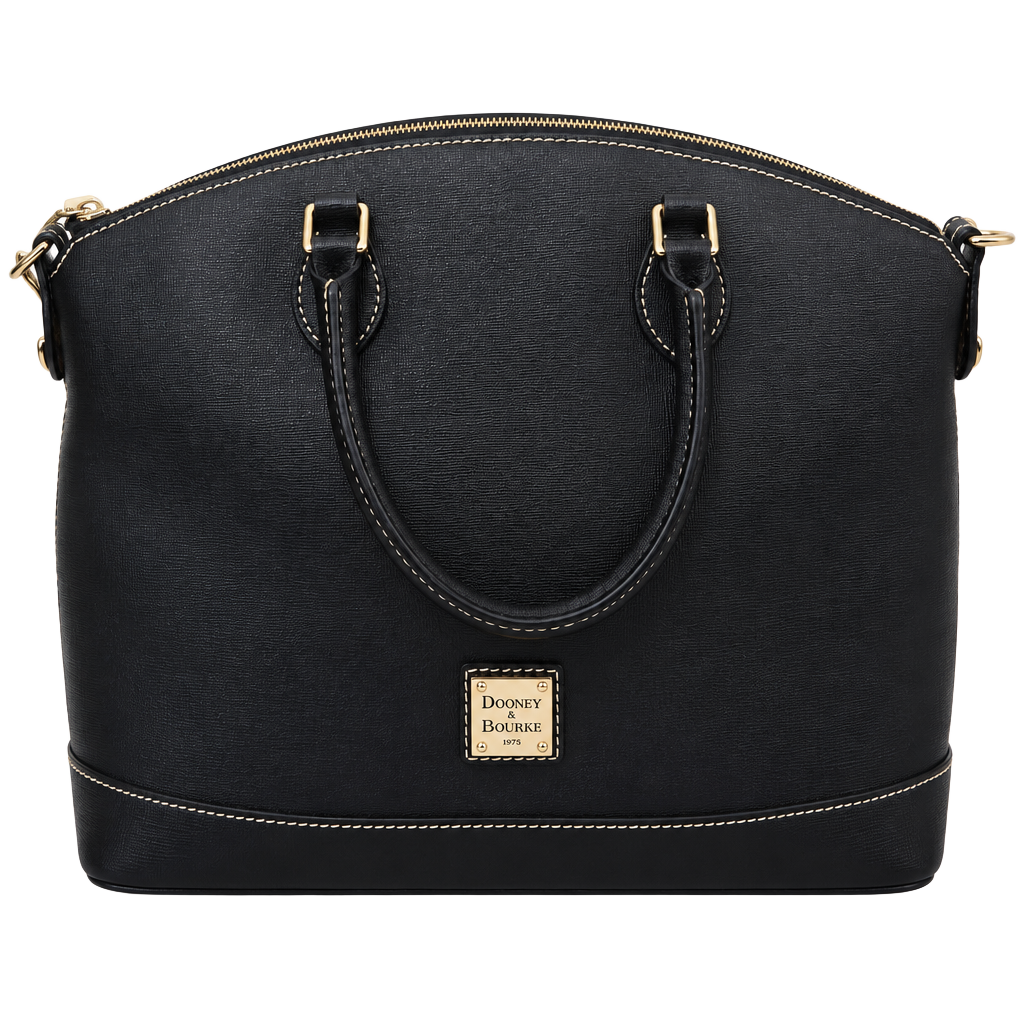 Dooney & Bourke Large Domed Leather Satchel Zip Detachable Strap Lucca Bag Purse 1
