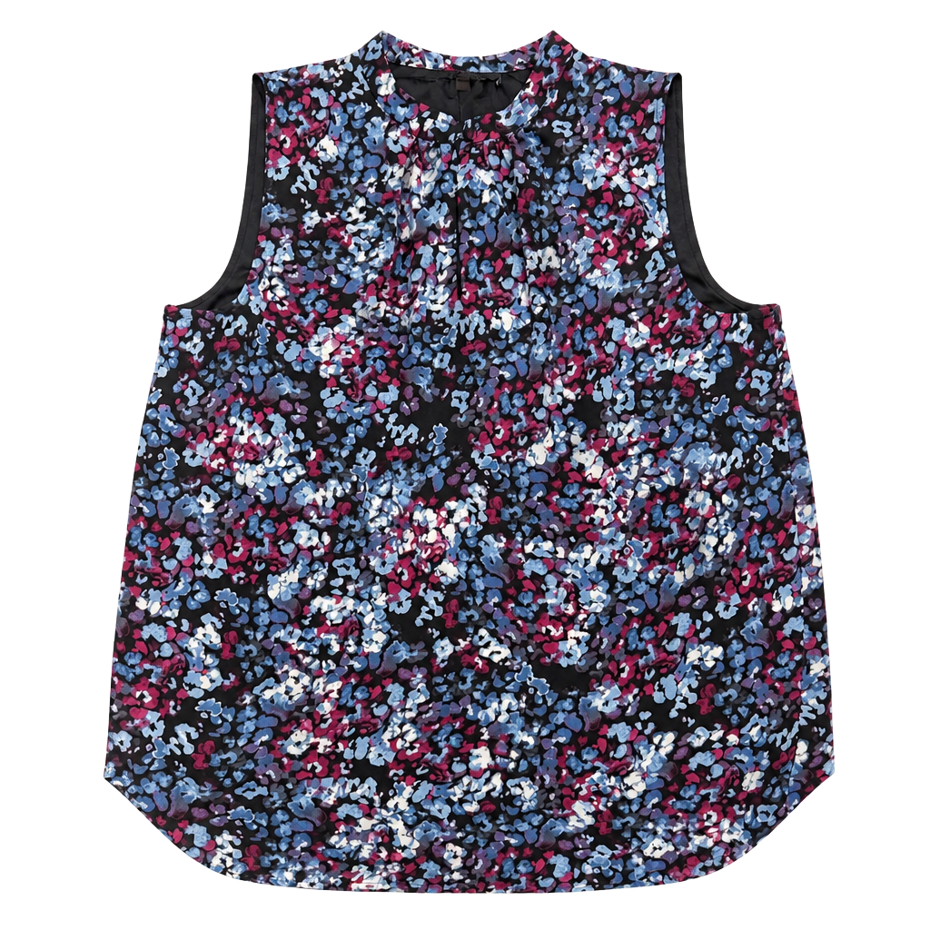 Kasper Keyhole Blouse Size M Blue Floral Sleeveless Top 1