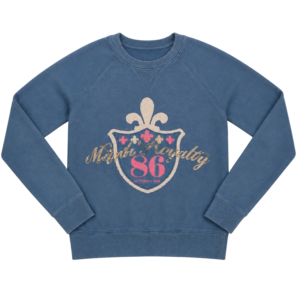 VTG Victoria's Secret PINK Crewneck Sweatshirt XS Blue Royalty Shield Logo *Spot 1