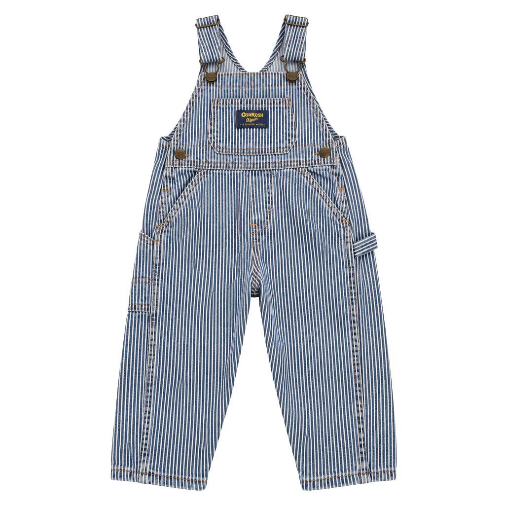 VTG 90s OshKosh Bgosh Hickory Stripe Denim Overalls 18 M Made in Honduras Cotton 1