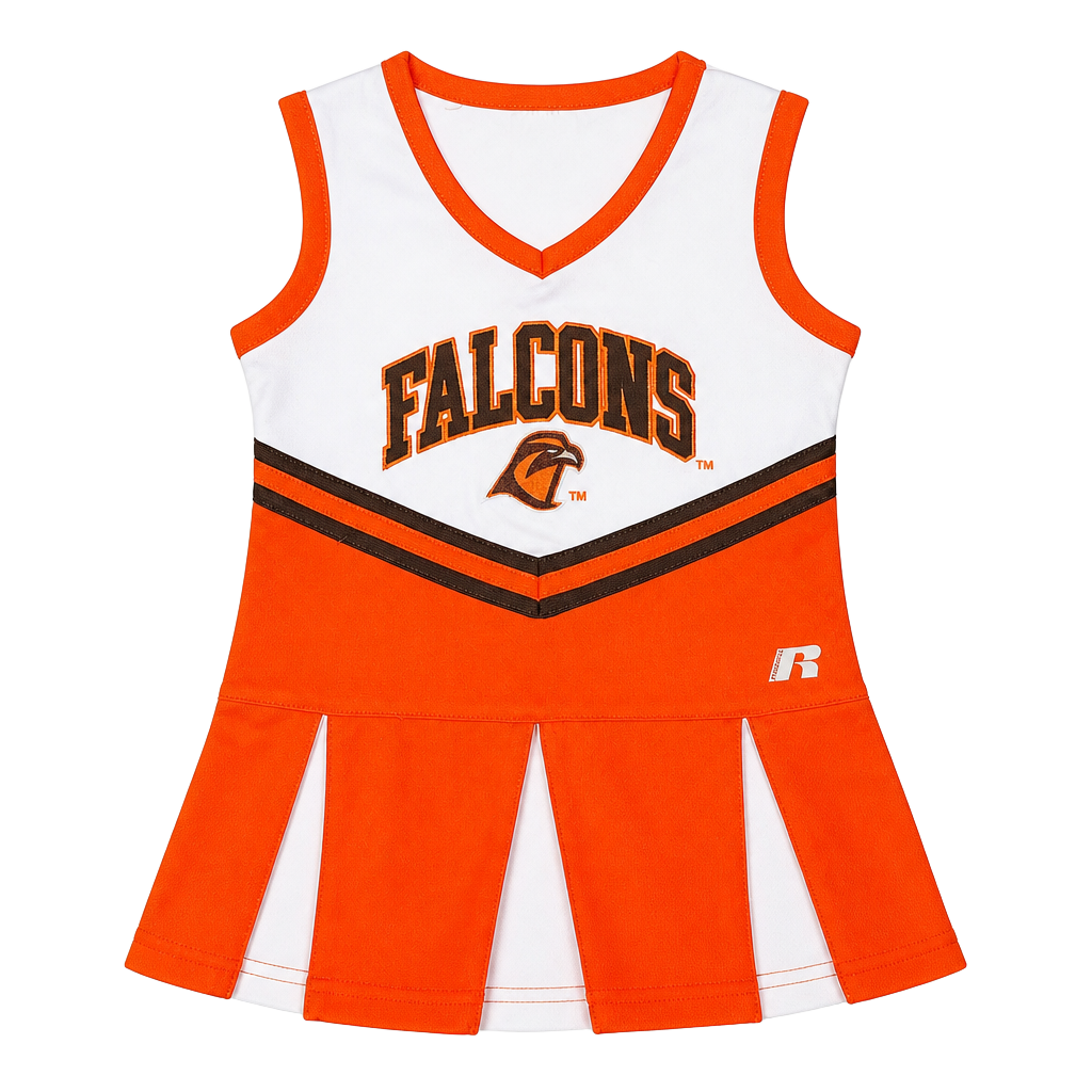 Russell Toddler Girls Bowling Green 24M Orange White Black Falcons Cheer Dress 1