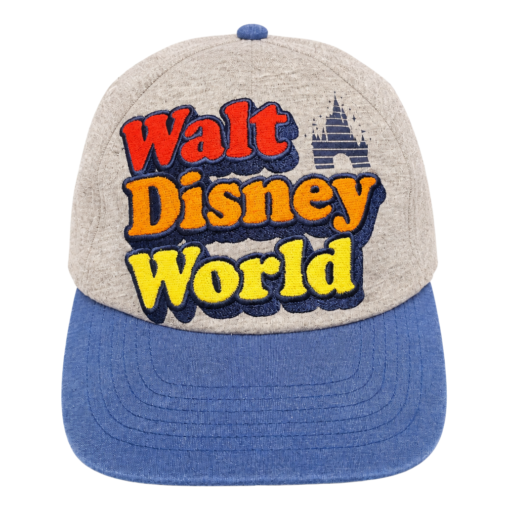 Walt Disney World Snapback Hat Gray Blue Embroidered Logo Baseball Cap Disney Parks 1