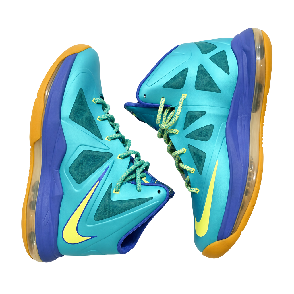 Nike LeBron X GS Size 7 Sport Turquoise Volt Violet Force 1