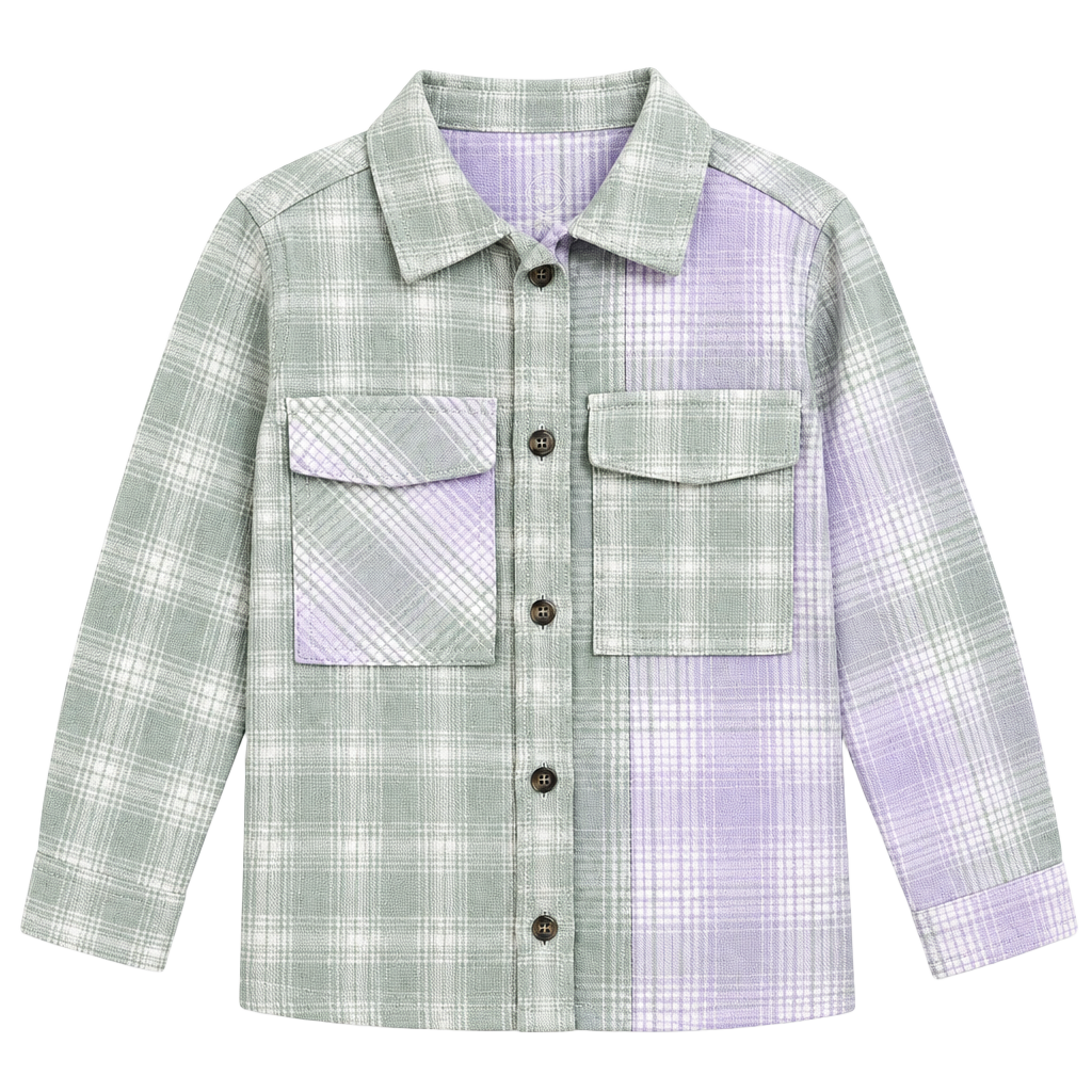 Wonder Nation Plaid Shacket Size S (6-6X) Green Purple 1
