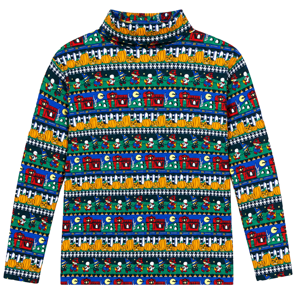 Eagles Eye Halloween Pumpkin Mock Turtleneck Long Sleeve Top 1