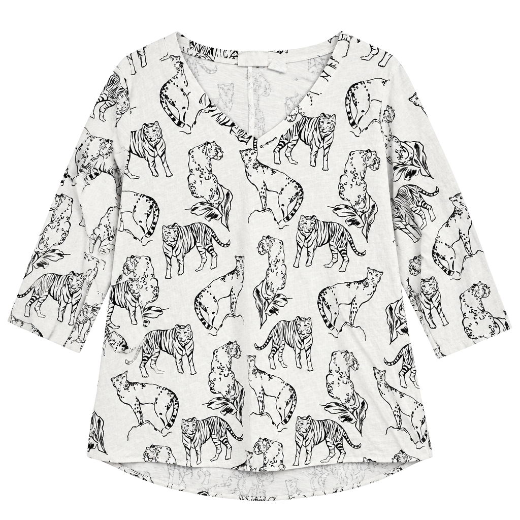 Cynthia Rowley Tiger Leopard Print Tunic Top Size 1X Cotton 1