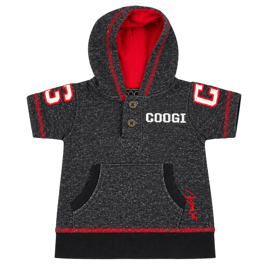 Coogi Kids Hoodie Size 3/6M Black Red Short Sleeve Pullover 87 1