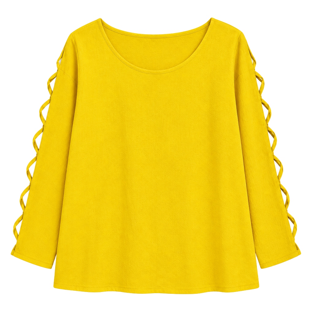 Rue+ Yellow Top Size 2X Lace-Up Sleeve Blouse 1