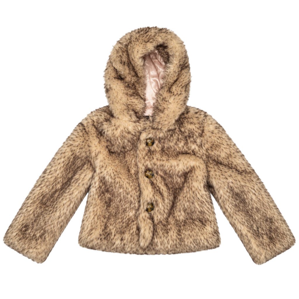 Lilly Patricia Crystal Fox Faux fur hooded coat girls size 6 1