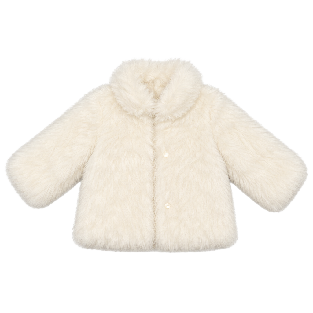 Janie & Jack faux fur coat girls size 5/6 1