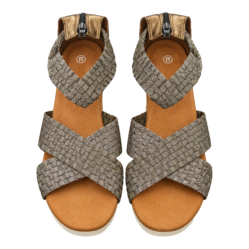 Bernie Mev Honesty Wedge Sandal Size 41 Bronze Metallic 1
